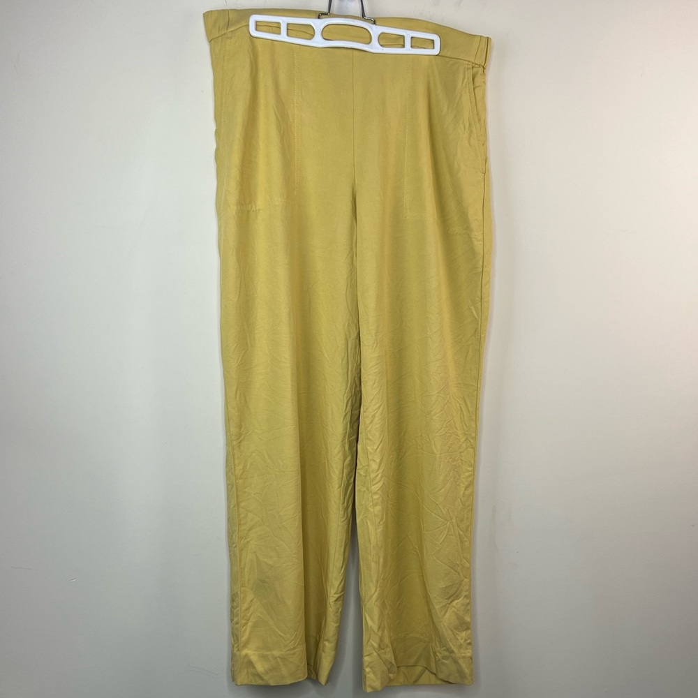Banana Republic Linen Blend Yellow Pants, Large Petite